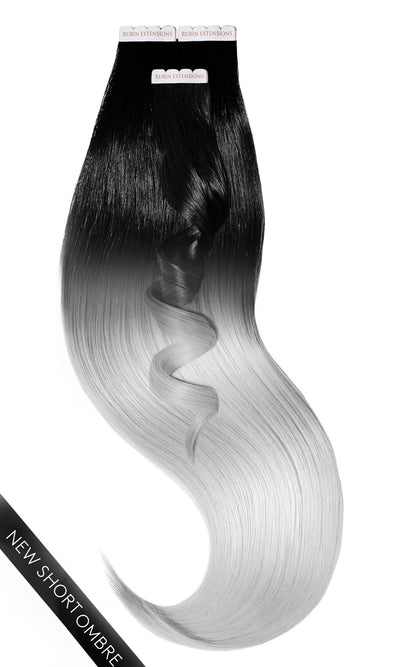 PRO DELUXE LINE OMBRÉ Jet Black & Metallic Silver Blond Tape-in Hair Extensions