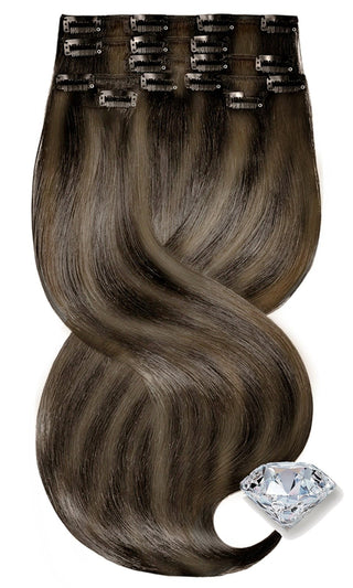 PURE DIAMONDS LINE Light Natural Brown & Salty Caramel One Piece Halo Hair Extensions