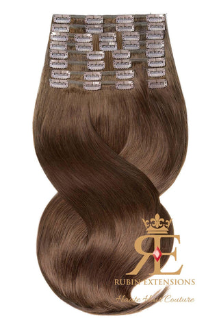 Clip-In LUXURY  Extensions Chestnut Flash Brown Deluxe Line