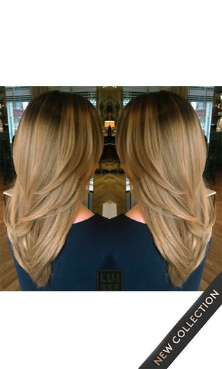 CLIP-IN EXTENSIONS LUXURY  Schort Roots Jet Black-Braun & Salty Caramel