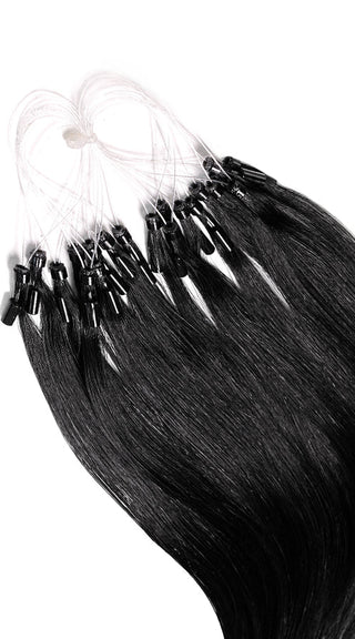 Microring HaarverLengthrung - 100% Remy Hair Jet Black
