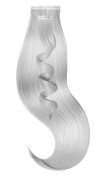 PREMIUM LINE Metallic Silver Blond Tape-in Human Hair Extensions